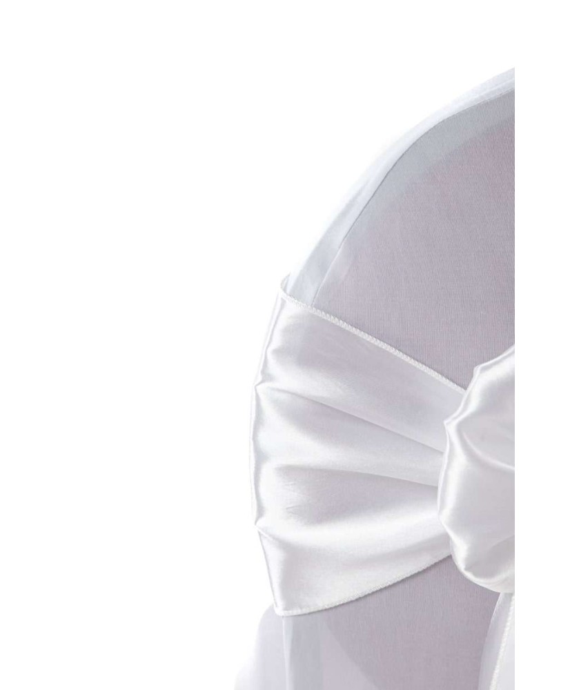 Weiße Satin-Stuhlschärpe, 20 x 260 cm, 10 Stück