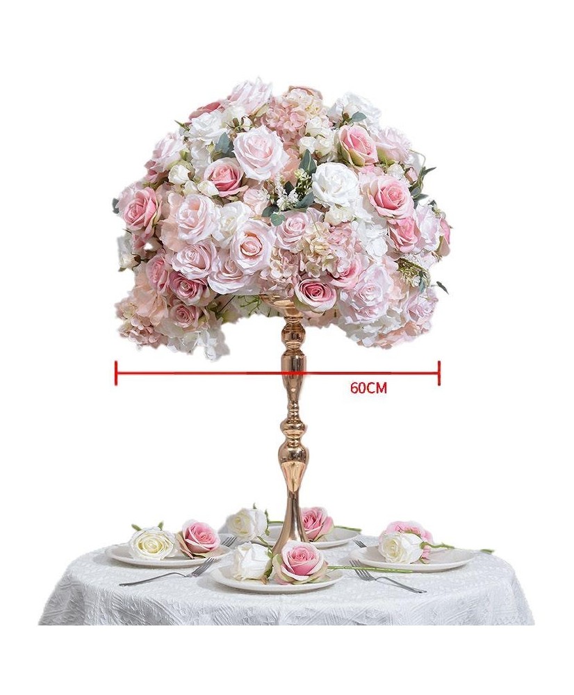 Halbkugelkomposition aus rosa und weißen Kunstblumen 60 cm NINA